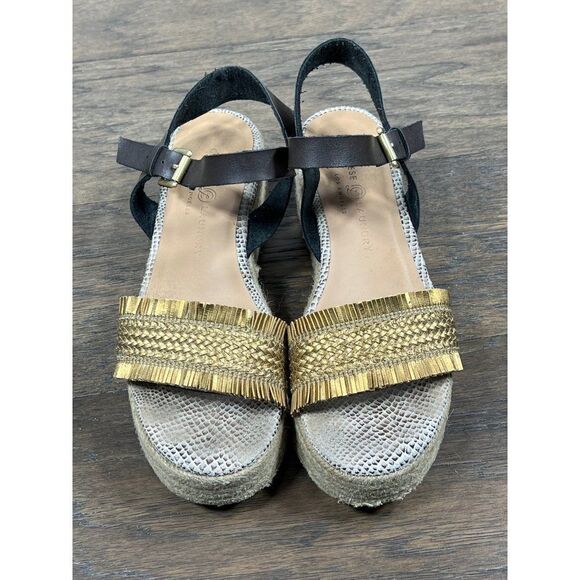 CHINESE LAUNDRY Ziba Platform Sandals Bronze Reptile Print Size 8.5 EUC - Picture 2 of 8